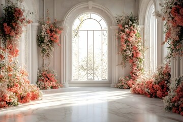 wedding background vintage castle wall generative AI