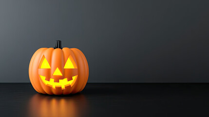 A glowing Halloween pumpkin with a spooky face, perfect for celebrating the fall season and Halloween festivities.