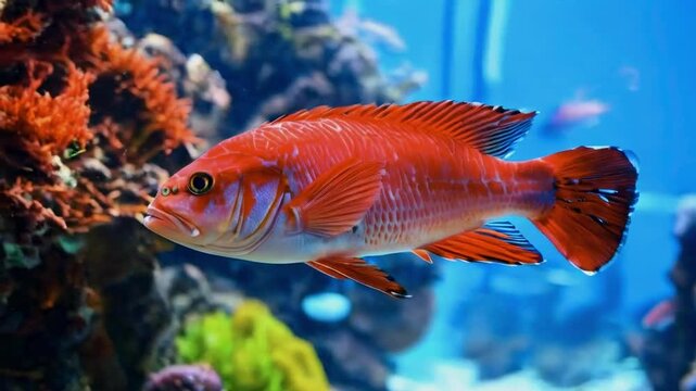 Red snapper swimming in the aquarium