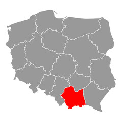 Lesser Poland of Poland map shape, travel web flat concept icon vector illustration