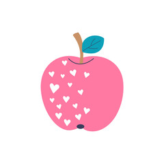 Cute apple. Vector cartoon isolated illustration on the white background