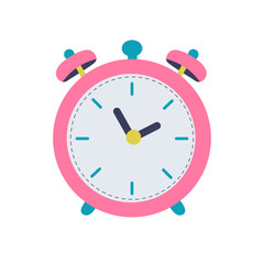 Cute retro clock. Vector cartoon isolated illustration on the white background