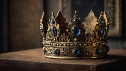 Antique king's crown with aged gold