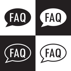 FAQ help flat design icon. Query frequently question speech vector information symbol. Isolated on white and black background. EPS 10