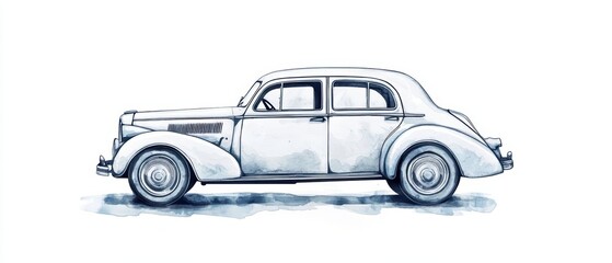 Light watercolor shades illustrated a classic car