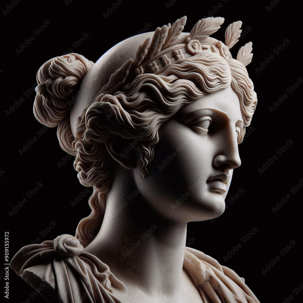 Wall mural illustration of a renaissance marble statue of athena. she is the goddess of wisdom, warfare, and ha