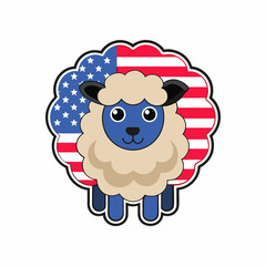 sheep in a realistic style  with a US flag 