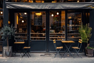 Exterior of a city cafe