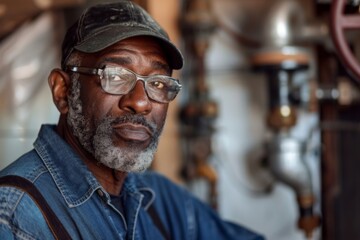 Fototapeta premium Portrait of a middle aged male plumber