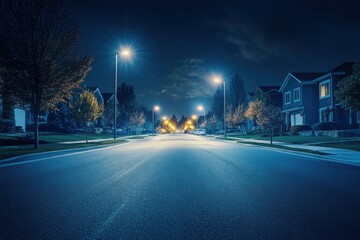 Neighborhood watch patrol at night, with copy space