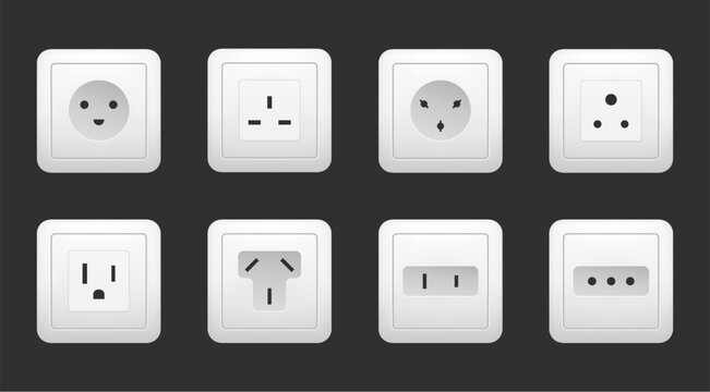 Socket plug uk electric type switch power device concept. Vector graphic design element illustration