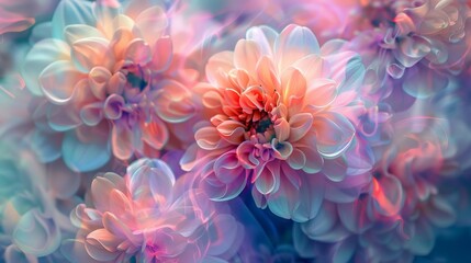 Pastel-colored ethereal flowers in soft lighting.