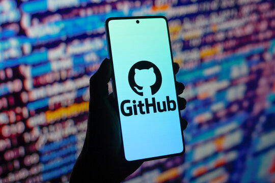 August 4, 2024, Paraguay. In this photo illustration, the GitHub logo is displayed on a smartphone screen.