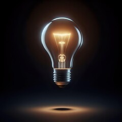 light bulb on black background