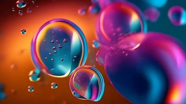 Abstract movement of colorful and colored soap bubbles, graphic illustration for design and presentation