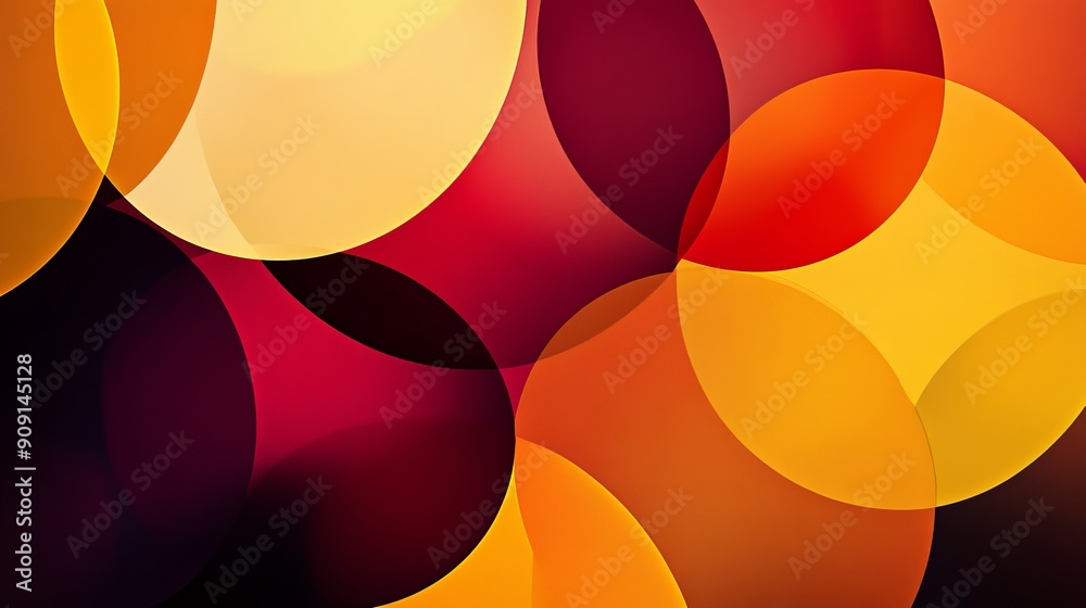 Poster Abstract overlapping colored circles on a gradient background, vibrant geometric pattern. Modern art and digital design concept
