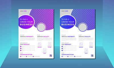 Corporate business cover and back page a4 flyer design template for print.