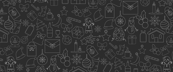 Fototapeta premium Beautiful Xmas pattern with ornaments. Christmas wrapping paper concept. Vector illustrator-