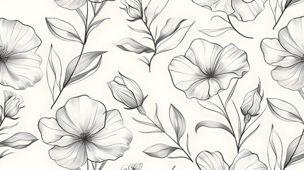 Floral Pattern in Black and White.