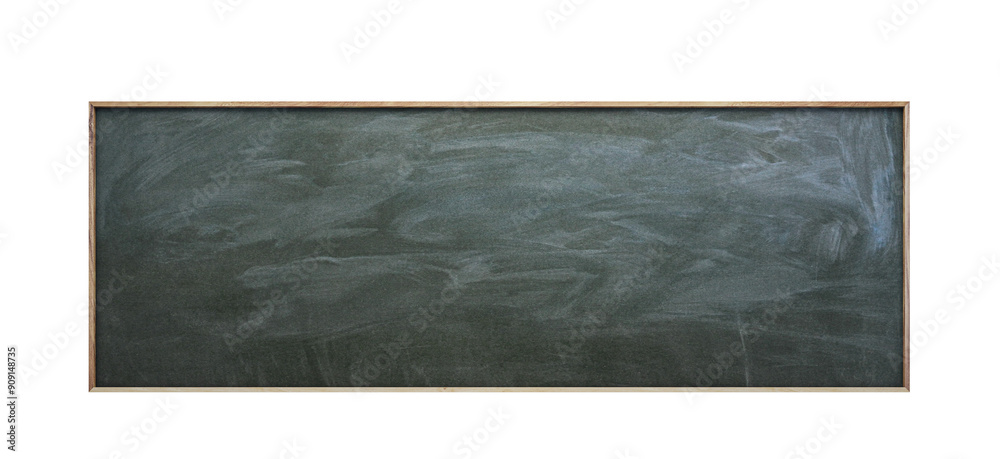 Poster empty chalkboard with wooden frame, isolated on white background. perfect for school or college desi