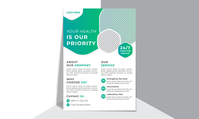 Medical flyer template, fully editable, layer organized.