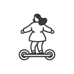 Body-Positive Illustration: Plus-Size Woman Riding a Self-Balancing Scooter