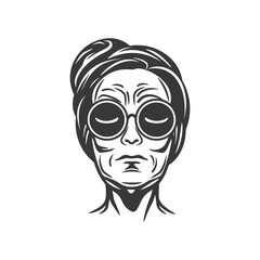 Woman's Face with Sunglasses and Bun Hairstyle