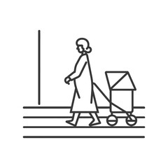 Woman Walking with a Baby Carriage