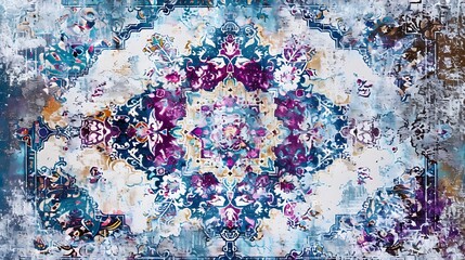 Old carpet texture abstract ornament milky blue purple