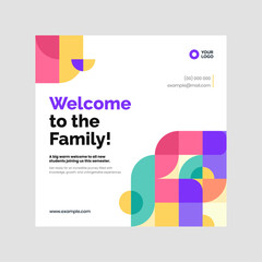 Student welcome poster template, ideal for educational institutions featuring a mosaic pattern