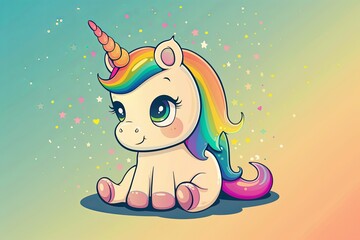 A colorful unicorn with a rainbow mane