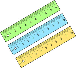 Rulers School Stationery Cartoon Style | High Resolution Isolated On Transparent Background