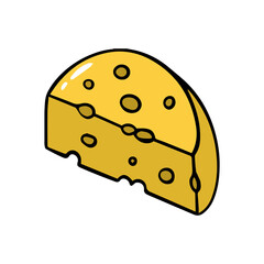 Cheese cartoon style icon hand drawn isolated illustration