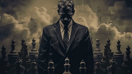 man on chair Dark Game Behind Politics Dramatic Silhouette of a Political documentary 