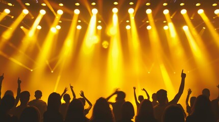 crowd of people dancing at concert , copy space concept for wallpaper or background