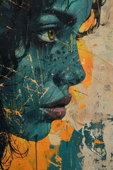 Abstract Portrait with Bold Strokes and Colors