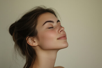 Fototapeta premium A close up of a girl's face with her eyes closed