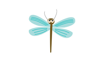 Cute dragonfly cartoon illustration isolated on white background