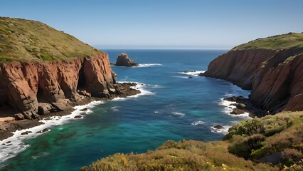 Fototapeta premium view of the coast of the atlantic ocean