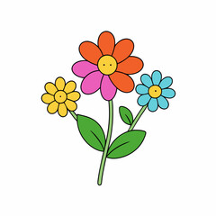 Create a Colorful Flower Vector Image with White Background