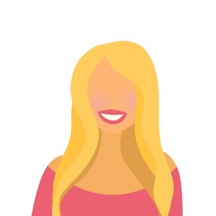 Blond girl,  woman smilling without eyes  illustration portrait 