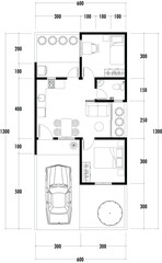 Architecture plan with furniture. home floor plan, isolated on white background, stock illustration.