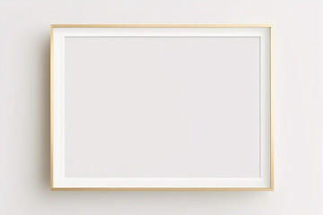 Fototapeta premium Imagen mínima de marco cuadrado blanco vacío simulada colgada sobre fondo de pared blanca con luz y sombra de ventana. aislar imagen 