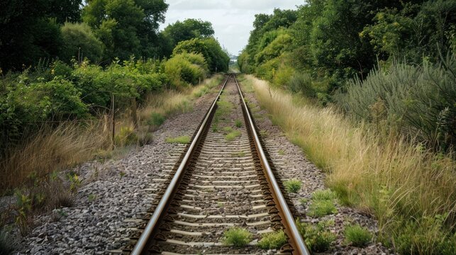 Footpath crossing a railway track in a countryside area