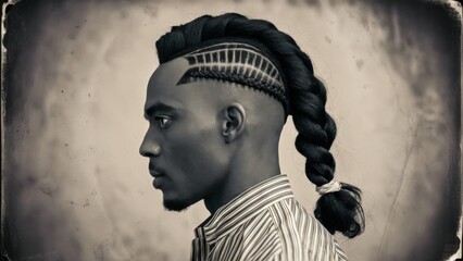 A man with a mohawk and braids in his hair, AI