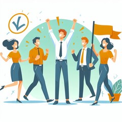 Fototapeta premium Business meeting brainstorming team of people working at office Corporate communication men and women sitting negotiating studying cartoon style