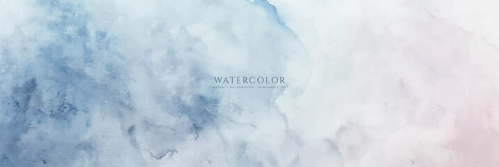 Abstract horizontal watercolor background. Hand drawn vector texture. Brush stroked painting pastel color watercolour