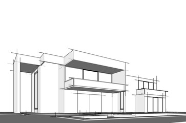 architectural sketch of a house