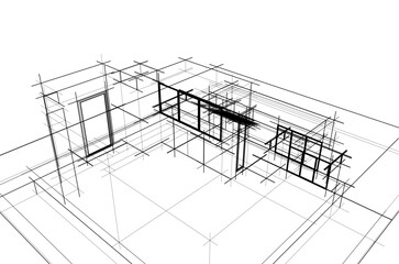 architectural sketch of a house