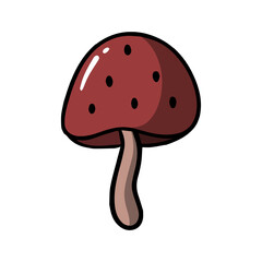 Mushroom cartoon style icon hand drawn isolated illustration